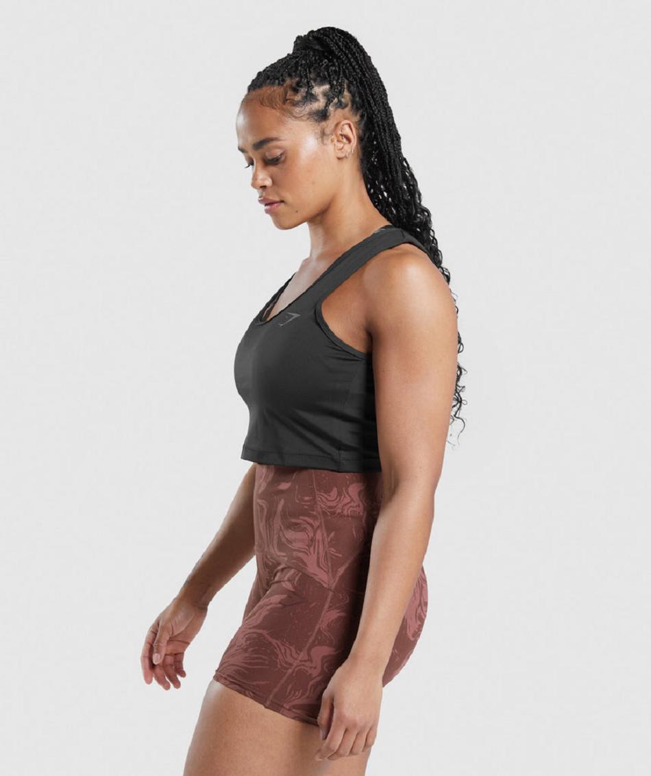 Gymshark Gs Power Open Back Cropped Ženske Majica Bez Rukava Crne | HR 3185YXF